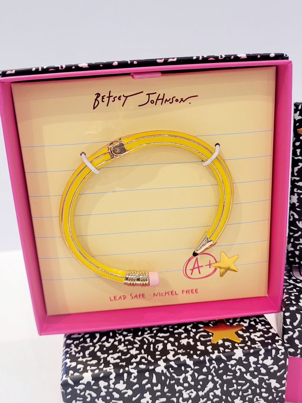 Betsey Johnson Yellow Pencil Bangle Bracelet
